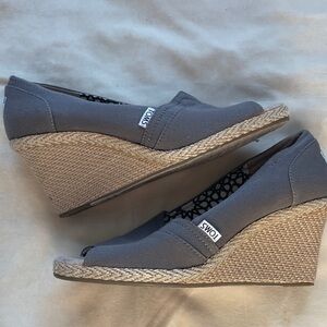 TOMS Charcoal Canvas Wedge Shoes